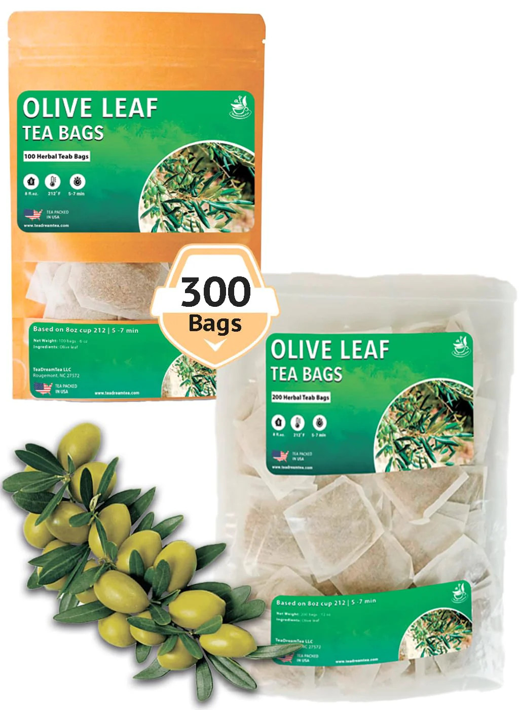 Olive Leaf Herbal Tea Bags Caffeine Free Immune Support 50-400 TeaDreamTea