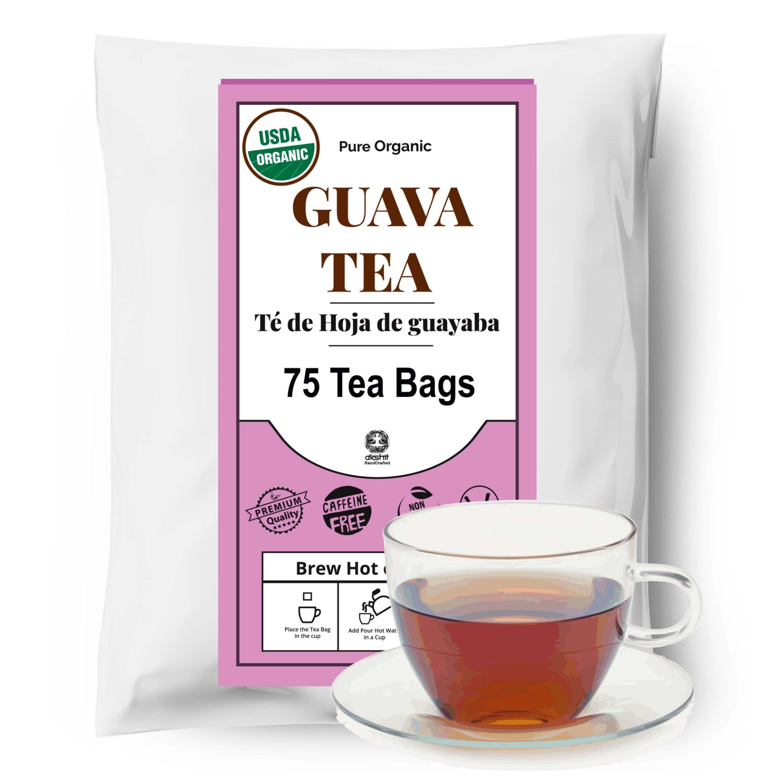 Organico Te Guayaba, Dried Guava Leaves, Hoja De Guayaba, Weight loss Tea 75Bags