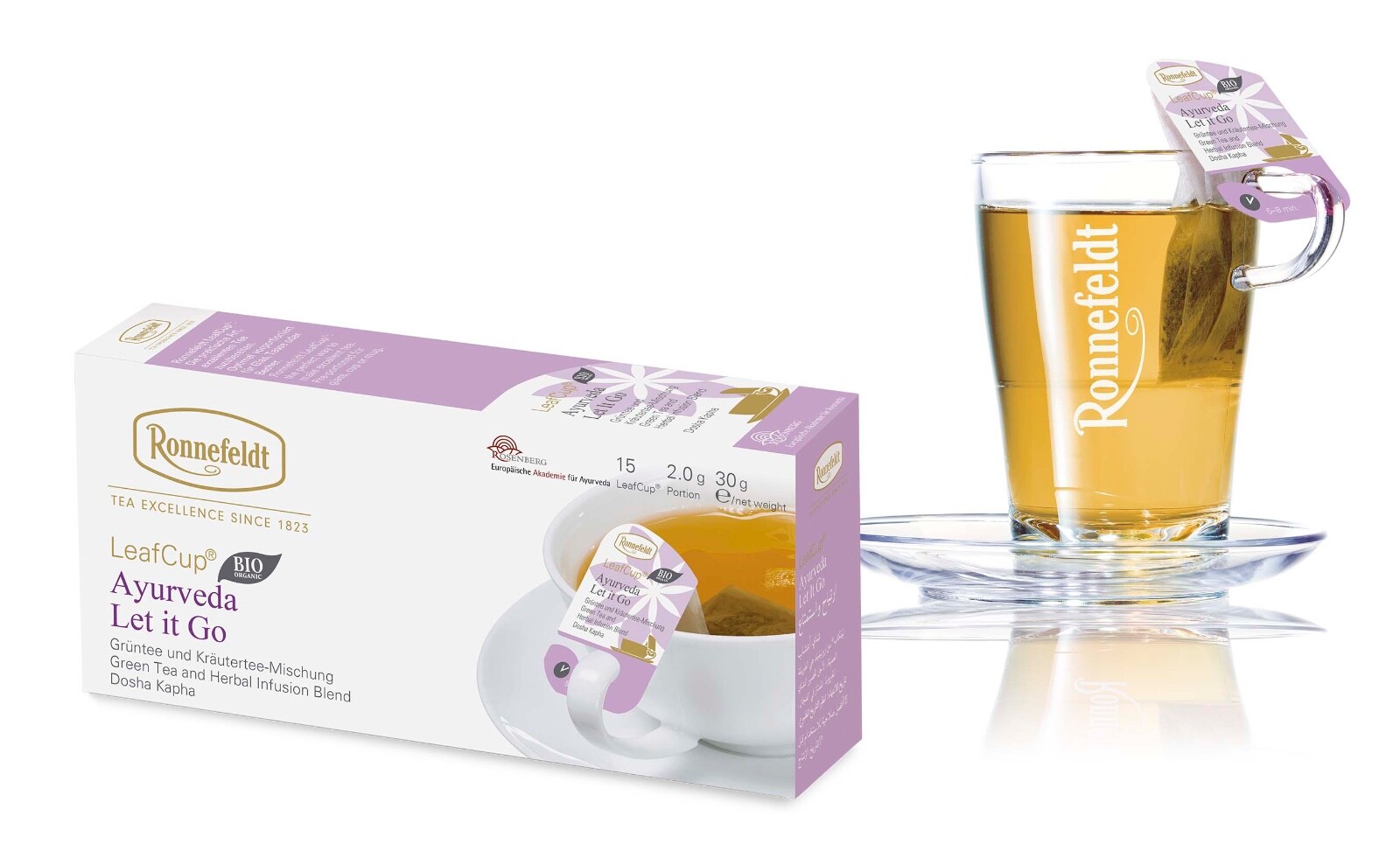 Ronnefeldt Leafcup® Ayurveda Let it Go. 15 premium green tea bags