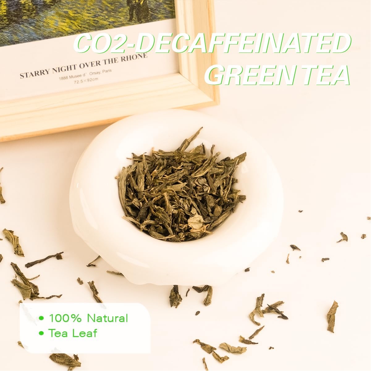Organic Decaf Green Tea Loose Leaf, 110+ Cups, Made of CO2-Decaffeinated Gree…