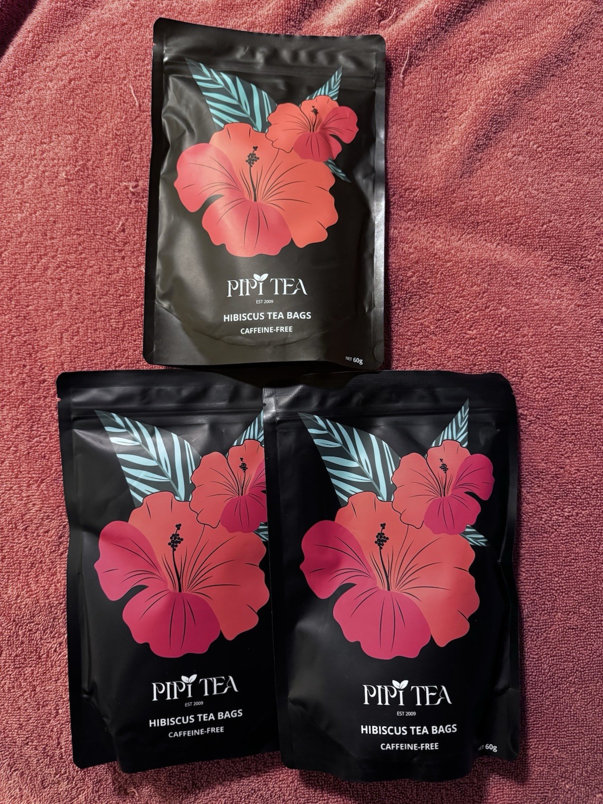 3 PiPi Tea Organic Hibiscus Tea Bags Caffeine Free Herbal Tea Rich Antioxidant