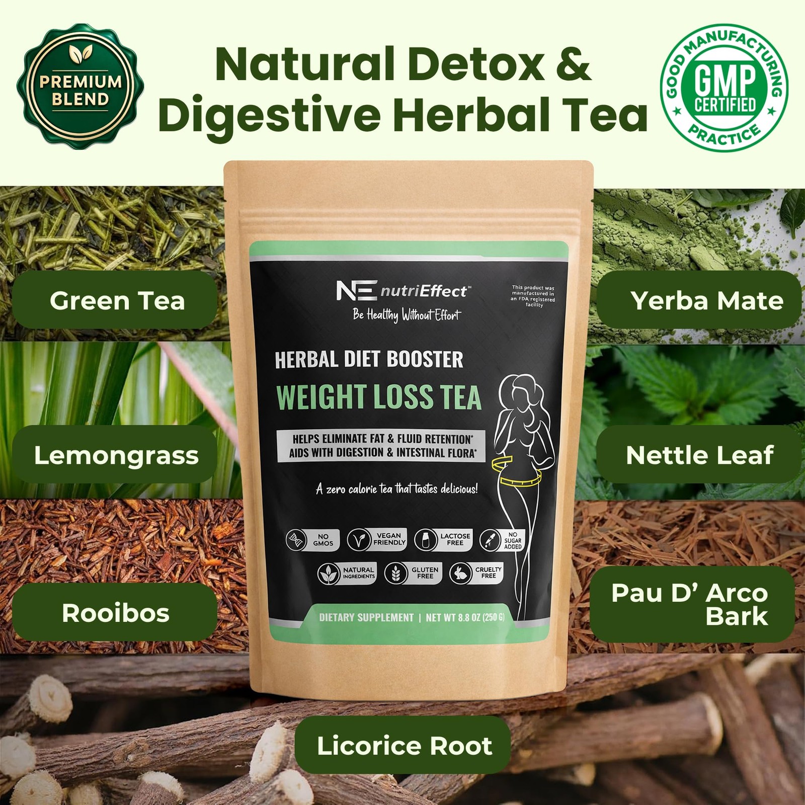 7-Herb Detox Tea – Up to 100 Cups | 250g (8.8 oz) Loose Leaf Tea – Rooibos, Y…