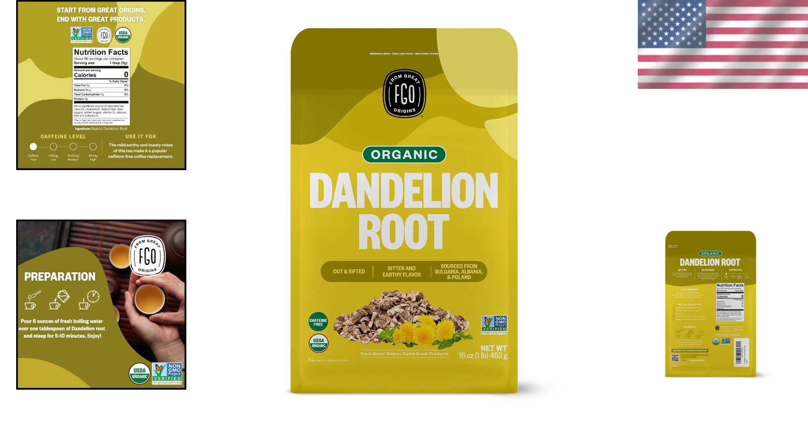 Delicious Caffeine-Free Organic Dandelion Tea – 16oz Loose Leaf from Bulgaria