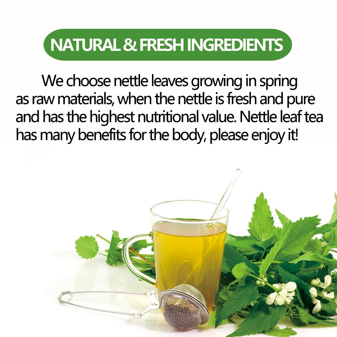 Premium 100 Stinging Nettle Leaf Tea Bags, Made with 100% Wild Nettle Leaves，…