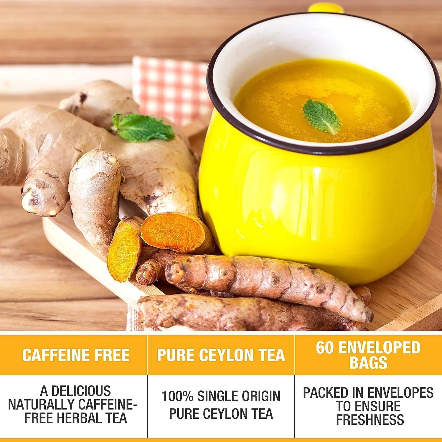 Tipson Organic TUMERIC Herbal Tea Infusions 60 Bags Assorted Sampler 6 Flavors