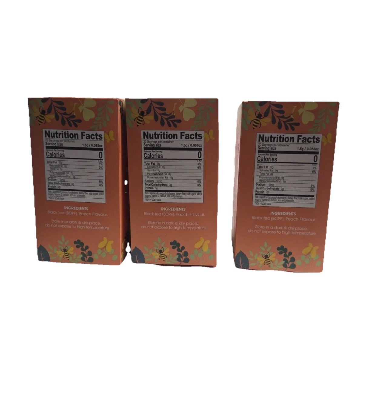 New Lot Of 3 t-pick Black Tea Peach Ceylon Tea Bags 60 Bags Total Exp:10/05/2028