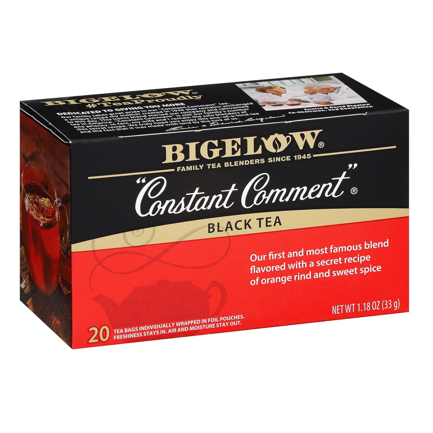 20 Count Pack of 6 Bigelow Constant Comment Tea Bags – Stress Relief & Freshness