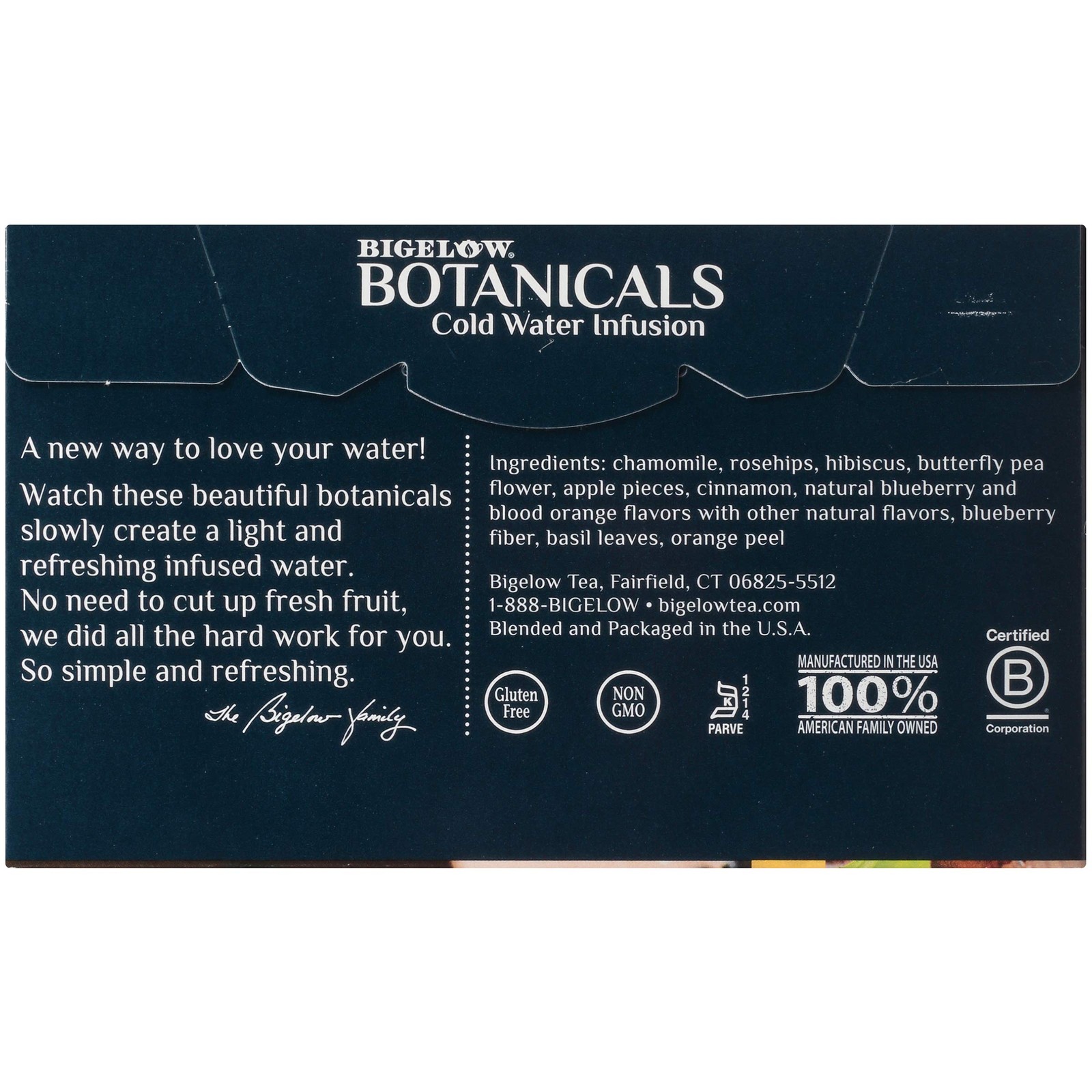 Bigelow Botanicals Cold Water Infusion Blueberry Citrus Basil Tea Bags 18 Count