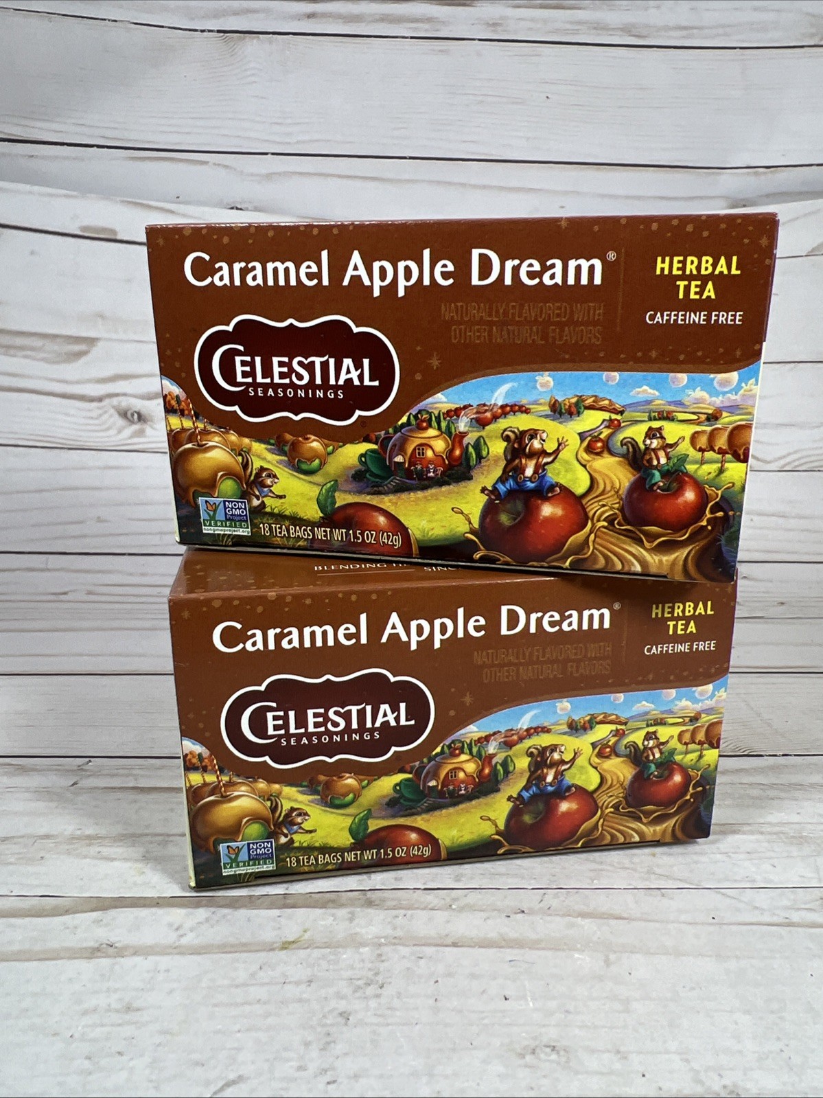 Celestial Seasonings Caramel Apple Dream Herbal Tea 18-Bags CaffFree (2x) 8/26