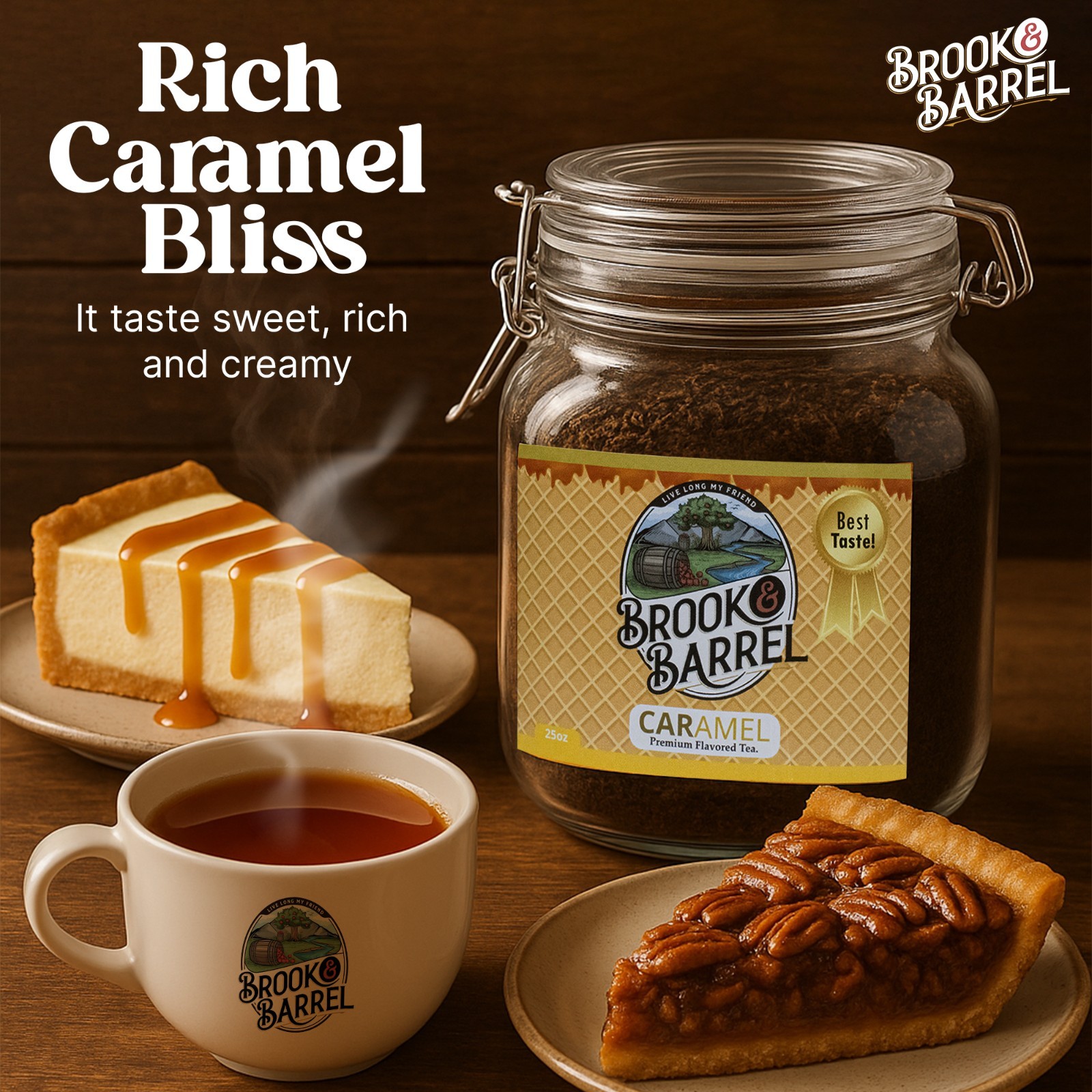 Brook & Barrel 🌿 Organic Loose Leaf Caramel Tea | Farm to Table Premium Flavor