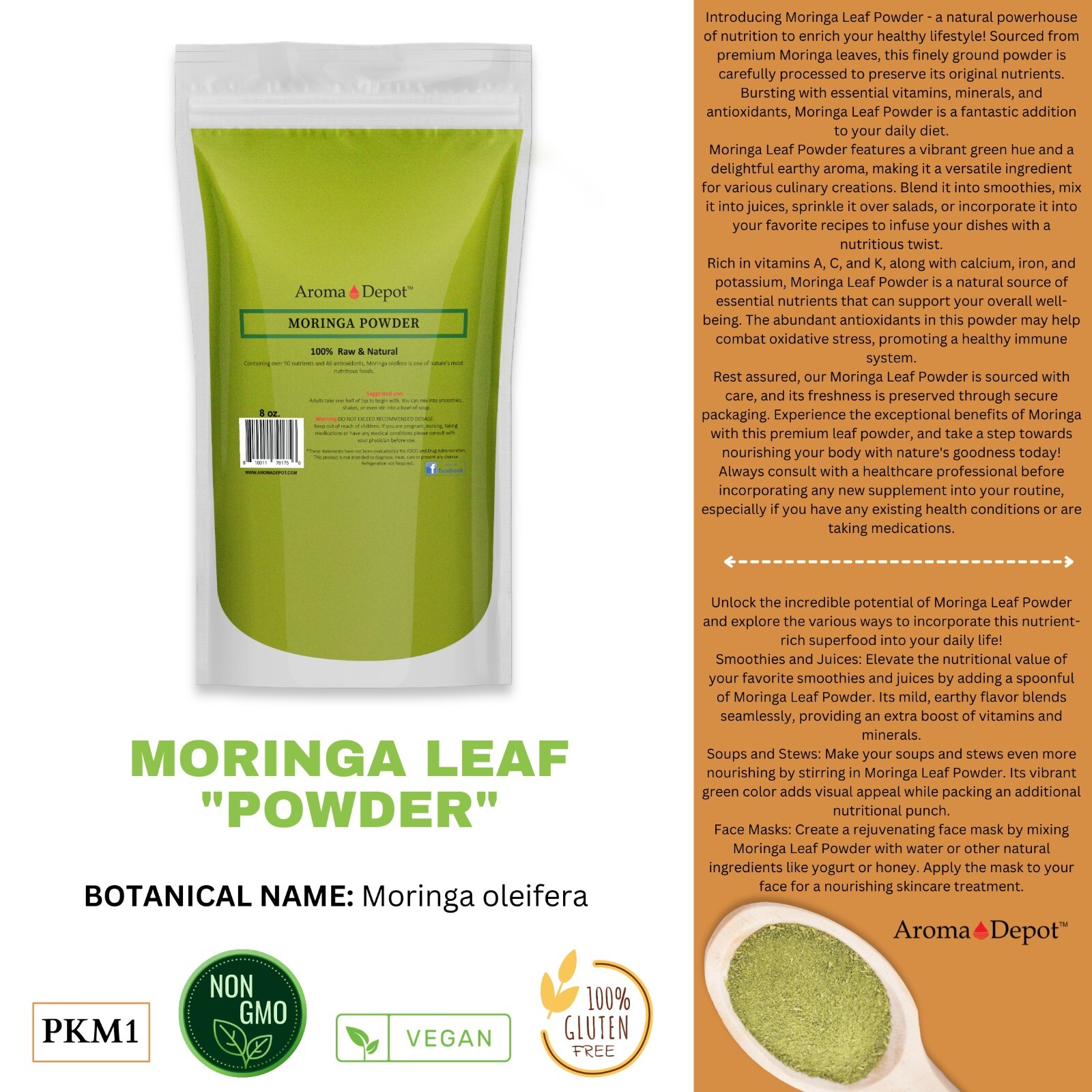 Moringa Powder 5 lbs. oleifera leaf 100% Pure Natural Superfood Gluten Free