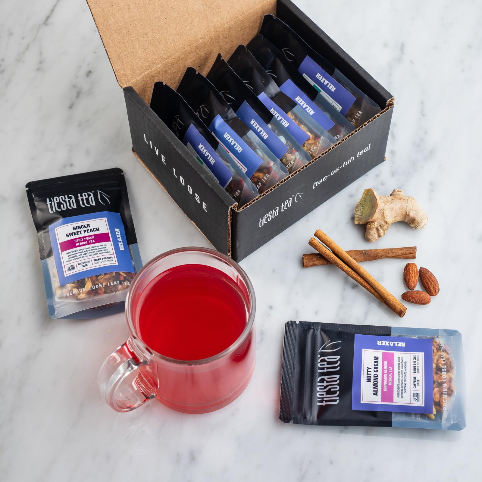 Tiesta Tea Herbal Sampler Set 8 Caffeine Free Loose Leaf Blends for Relaxation