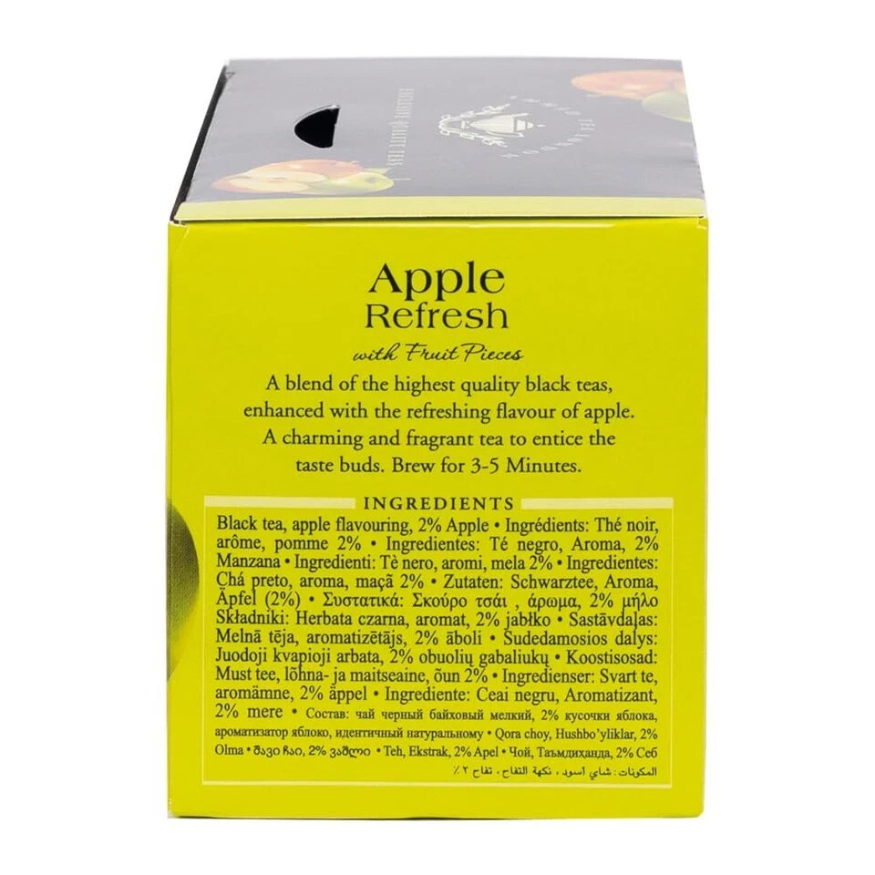 Ahmad Tea Apple Refresh Black Tea Bags Naturally Caffeinated Sugar Free 20 Ct