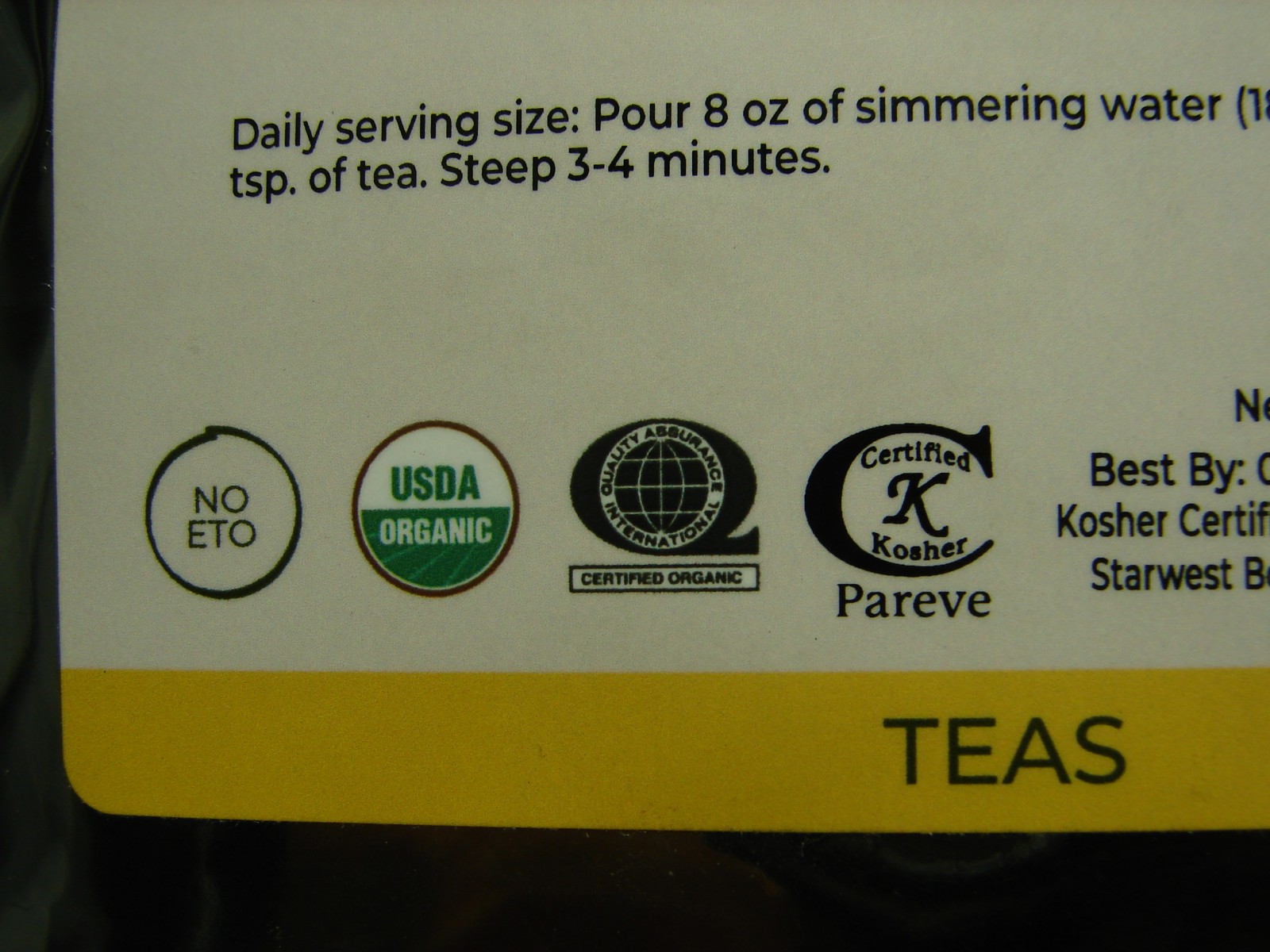 NEW 1 Pound Starwest Botanicals Organic Assam Tea B.O.P. Kosher Best By 04-2028