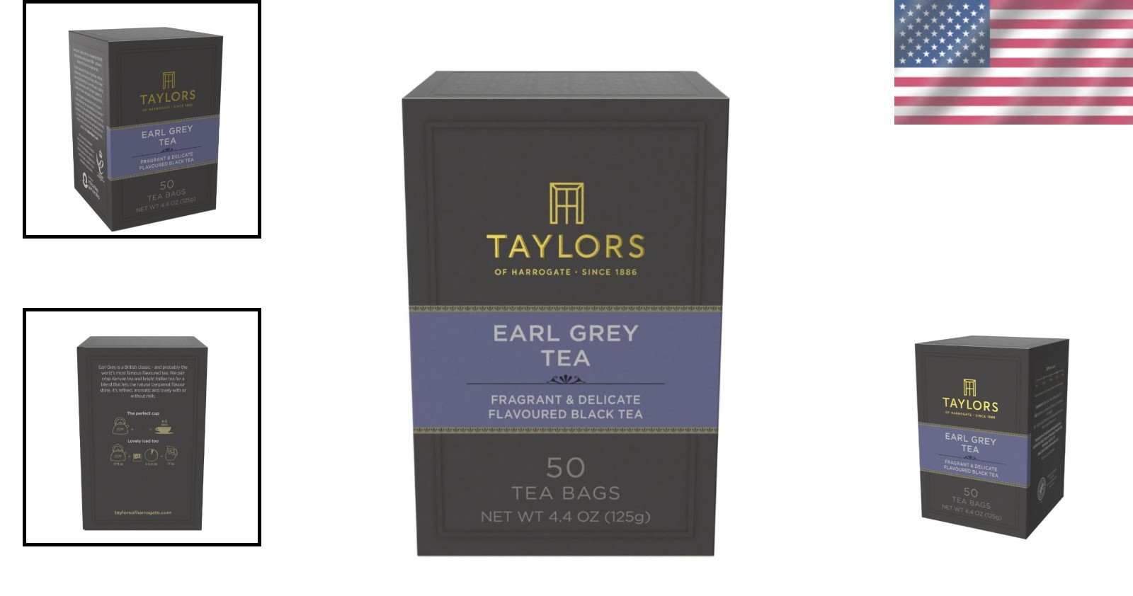 50 Count Earl Grey Black Tea Bags, Perfectly Caffeinated, Allergen-Free, Natural