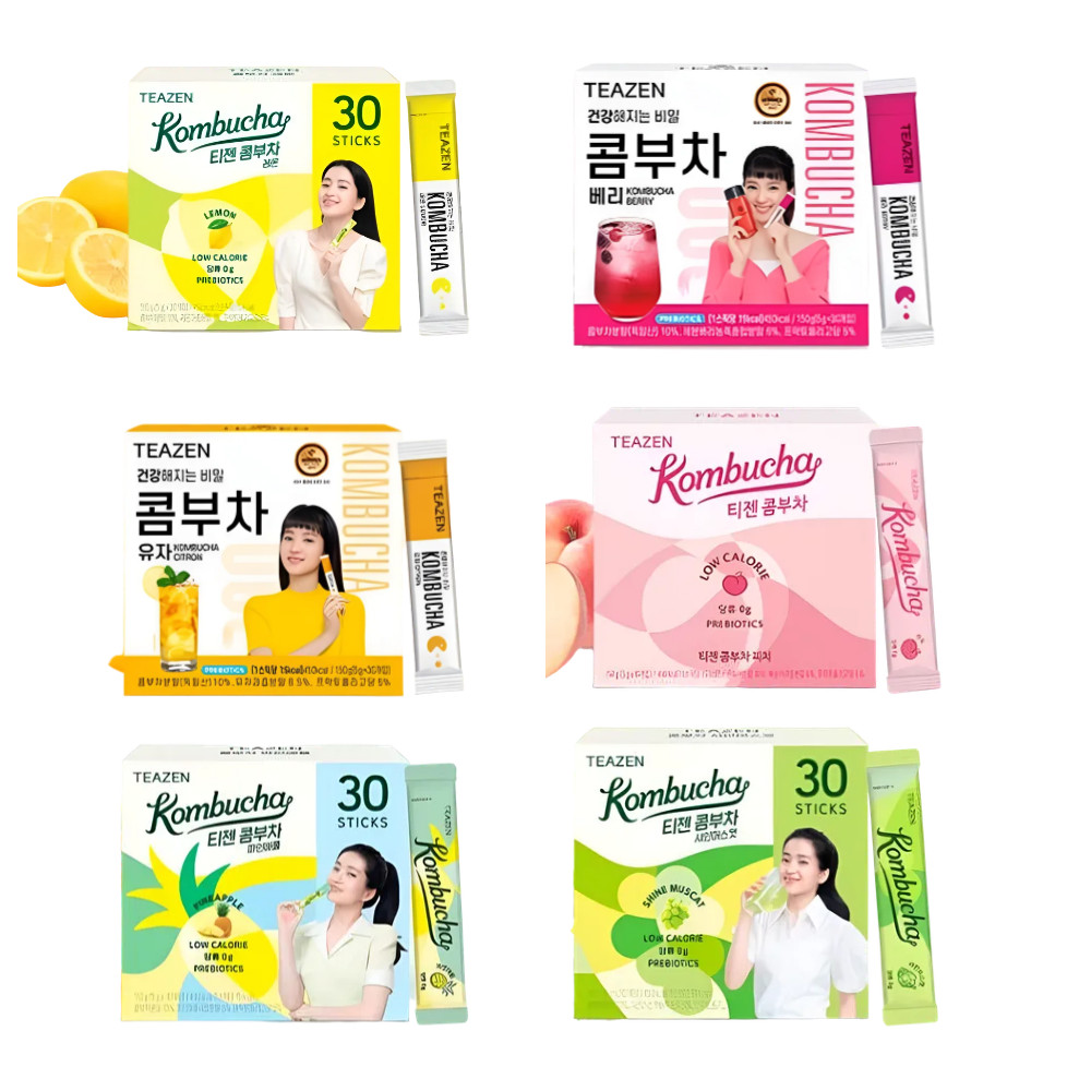 Teazen Kombucha Powder Probiotics 6 Flavors 30 Sticks Korean Healthy Drink