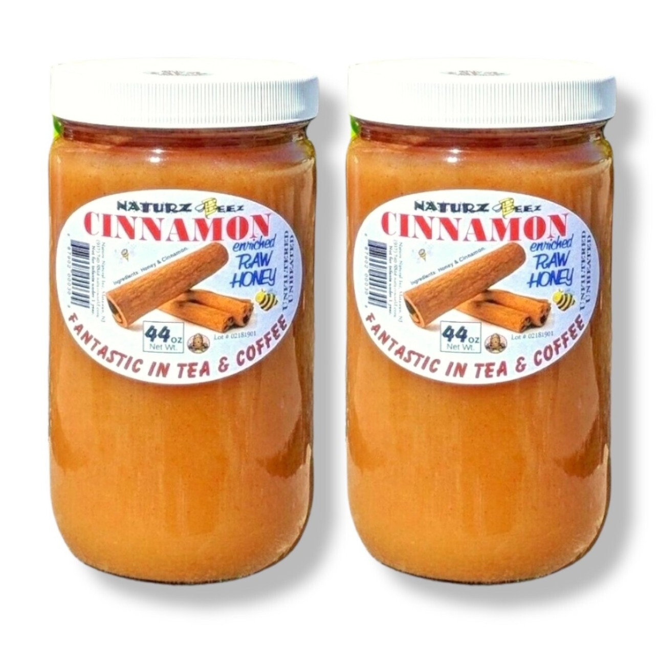 RAW HONEY & CINNAMON 5.5Lb Each Glass Jar 44oz 100% PURE UNFILTERED USA HONEY