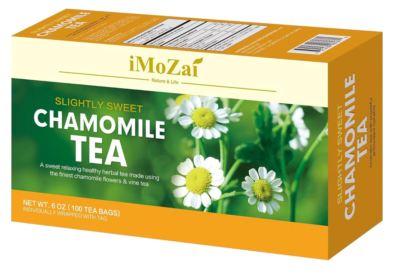 Imozai Chamomile Tea Bags 100 Count Individually Wrapped 100 (Pack of 1)