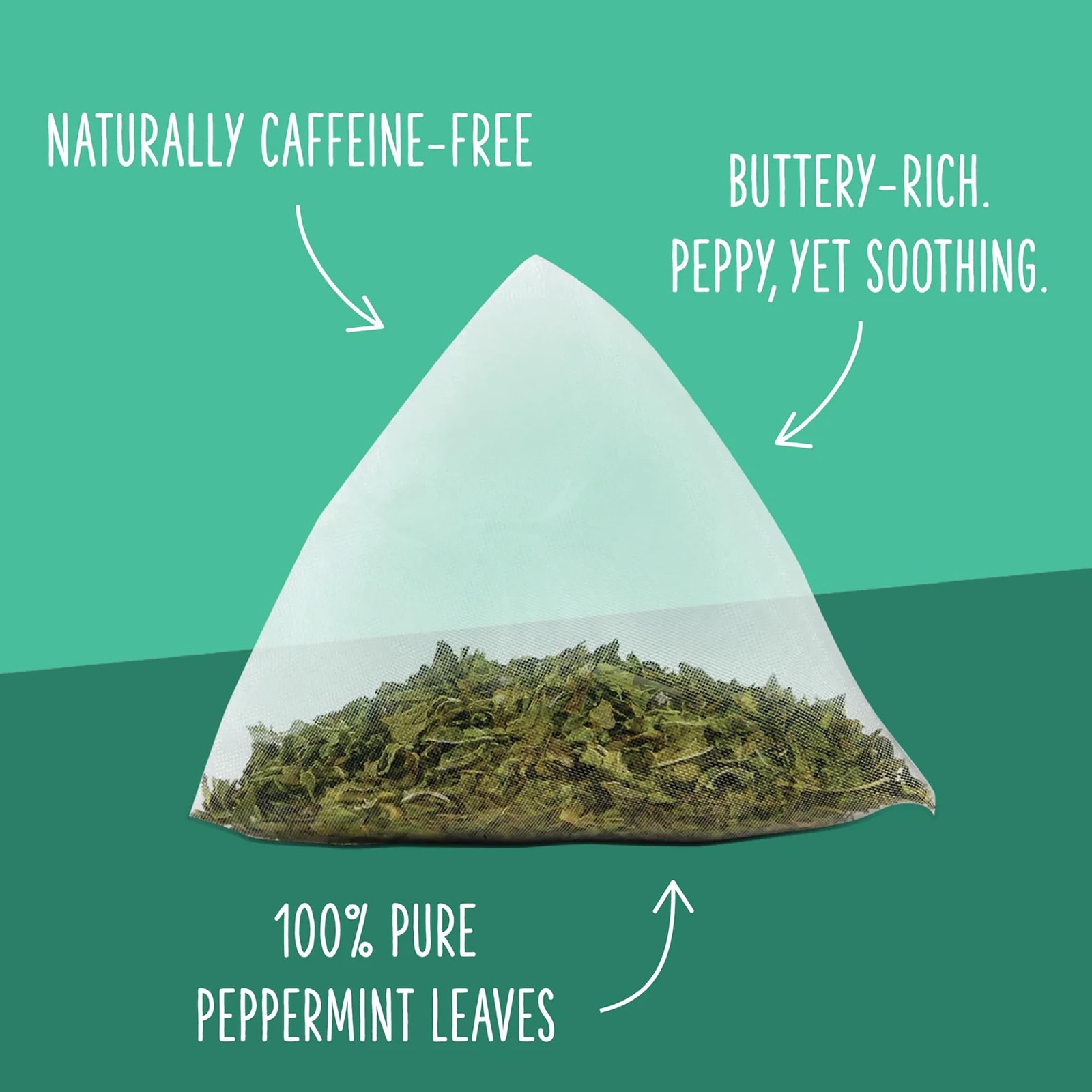 Organic Peppermint Tea Bags, Naturally Caffeine Free, Herbal Whole Leaf Peppe…
