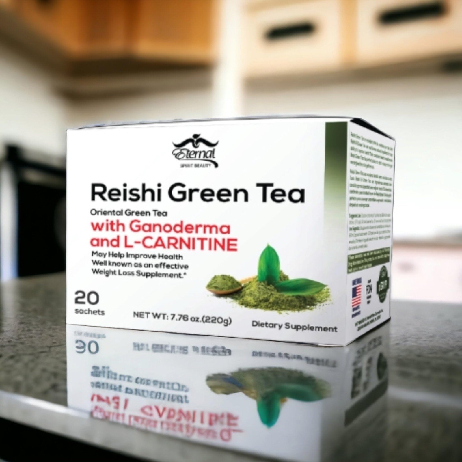 REISHI GREEN TEA (ORIENTAL TEA) WITH GANODERMA AND 20 Count (Pack of 1)