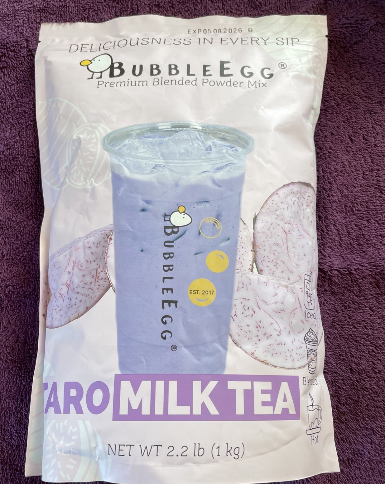BubbleEgg Taro Milk Tea Premium Blended Powder Mix-Taiwan, 2.2 lbs