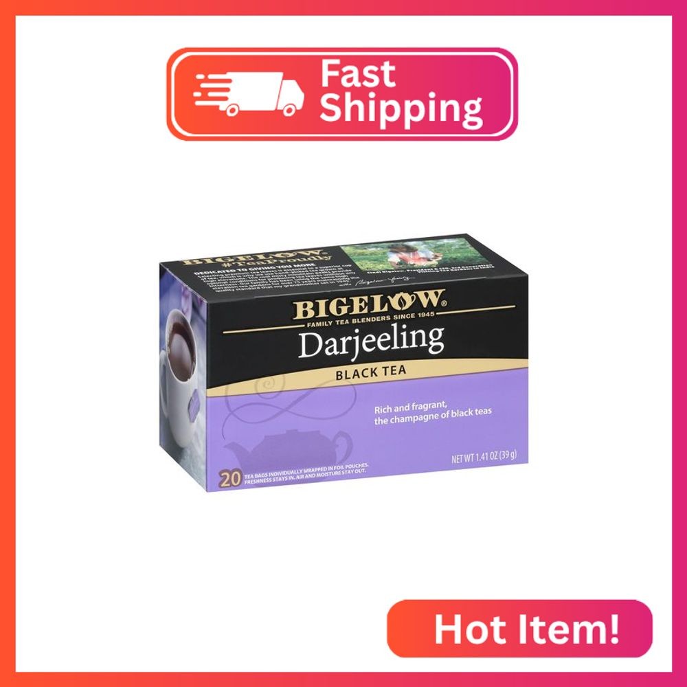 Bigelow Tea Darjeeling Black Tea Bags, Caffeinated, 20 Count, Pack of 6