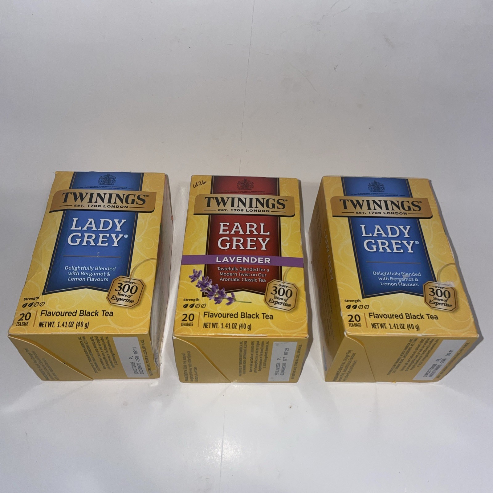 Twinings Lady Grey and Earl Grey Tea Bags 20 Count Each Lot of 3 New Sealed