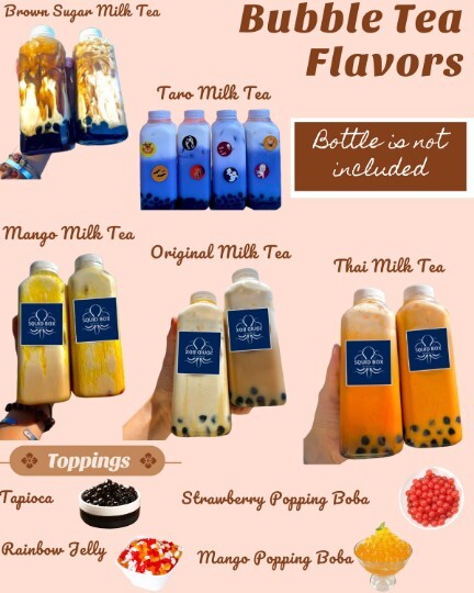 Assorted Boba Bubble Tea Kit DIY. Cute bottles. Create your own bubble tea box
