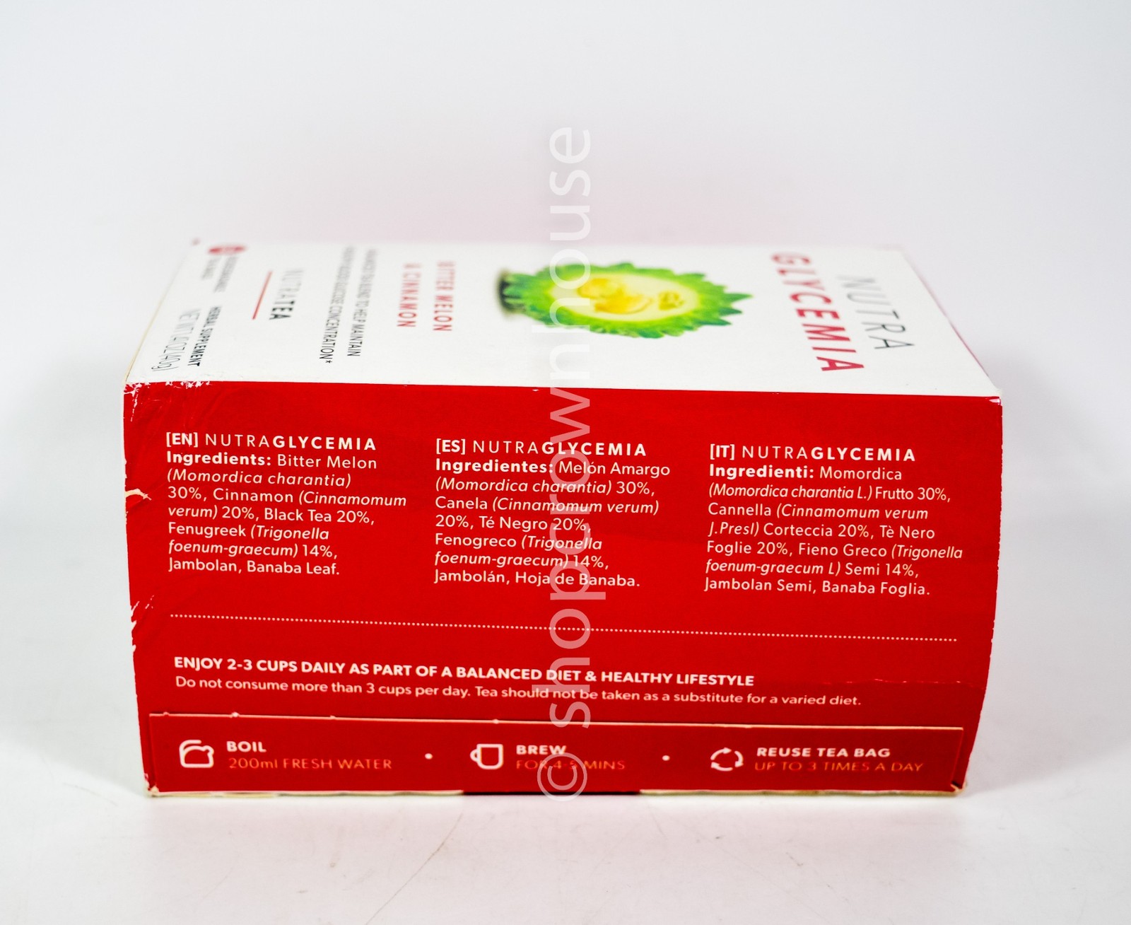 Nutratea Nutra Glycemia Tea Bitter Melon and Cinnamon 20 Herbal Tea Bags 06/2026
