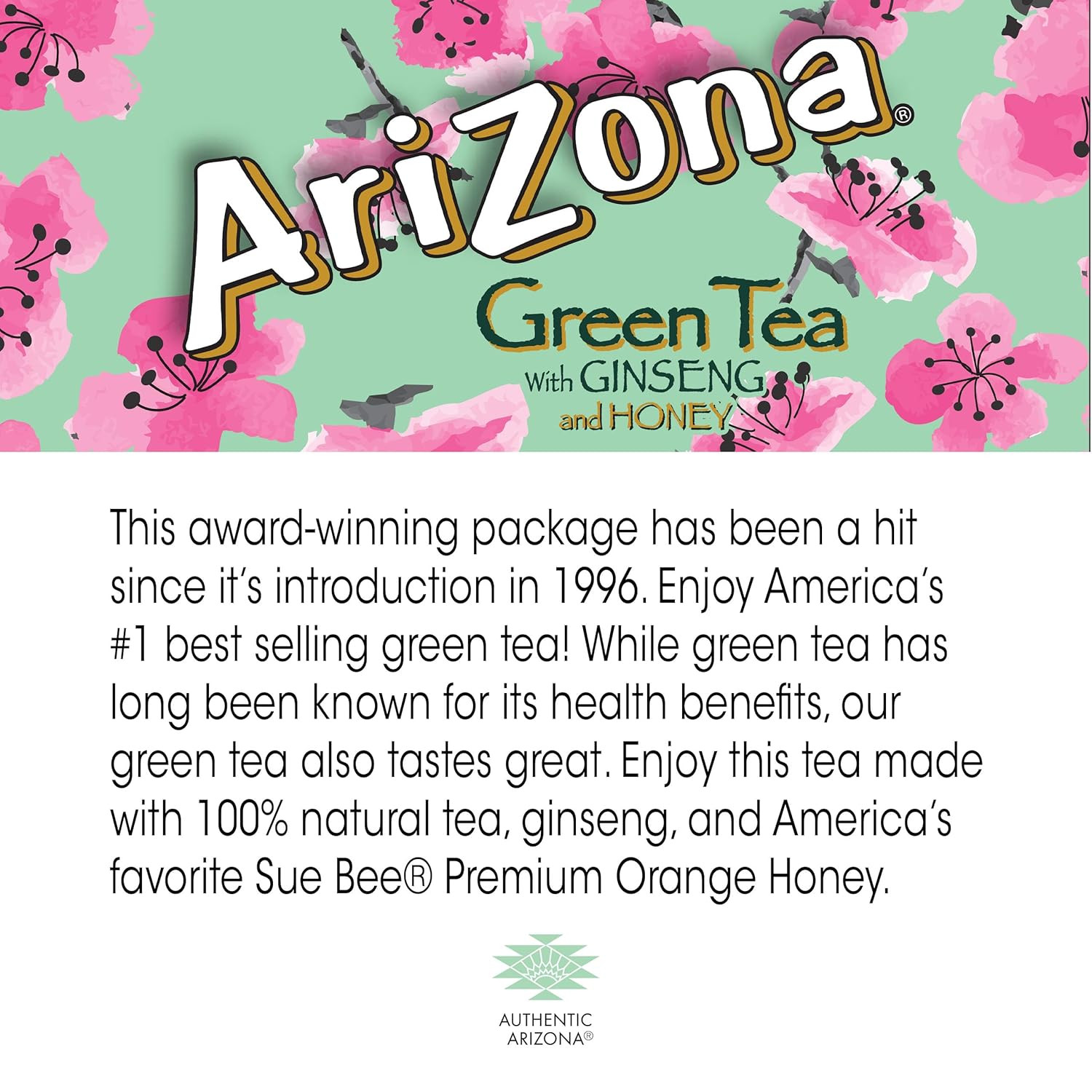 AriZona Green Tea with Ginseng and Honey – Big Can, 22 Fl Oz (Pack of 12)
