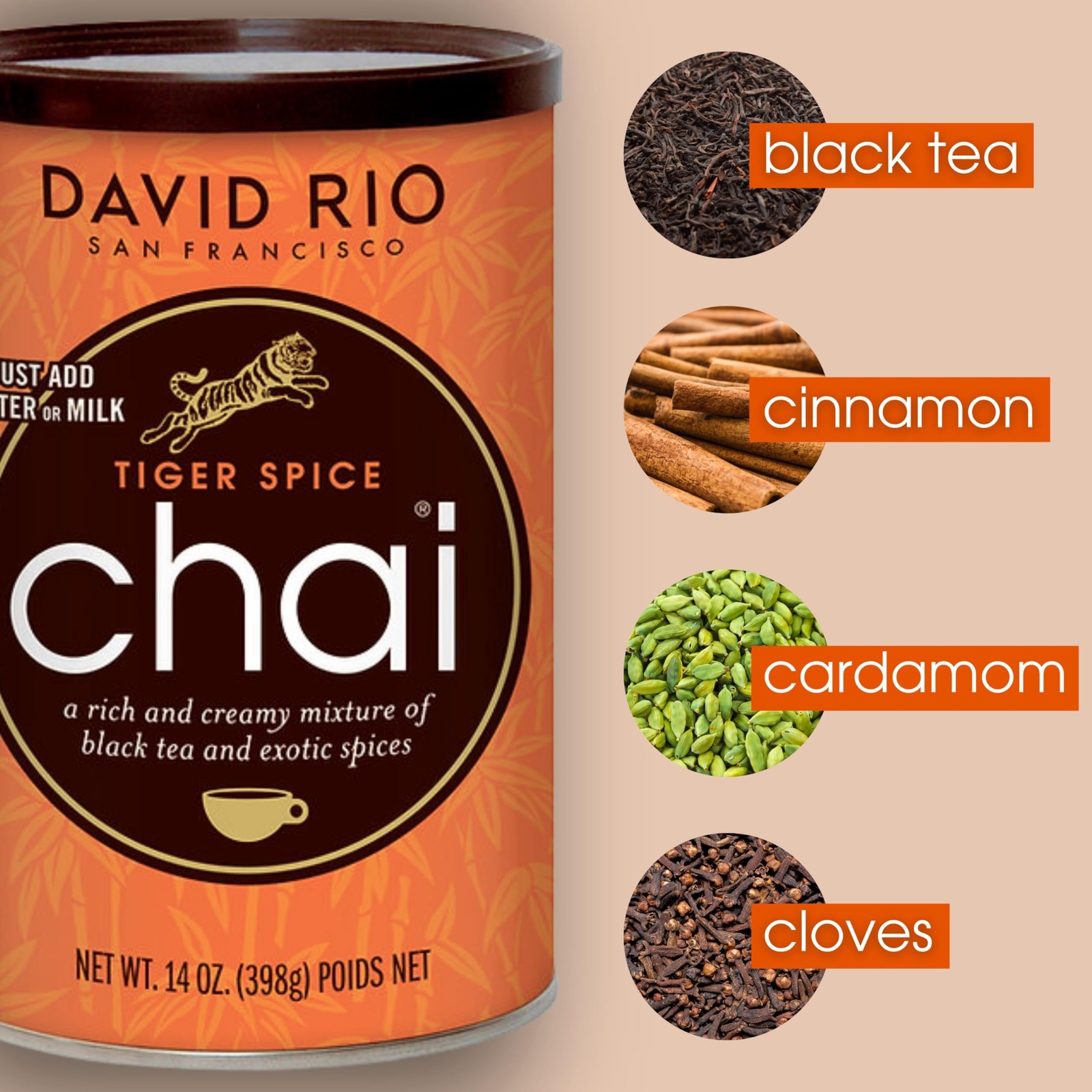Chai Tea Latte Mix, 14 Oz, Organic, Dairy Free, Just Add Water or Milk