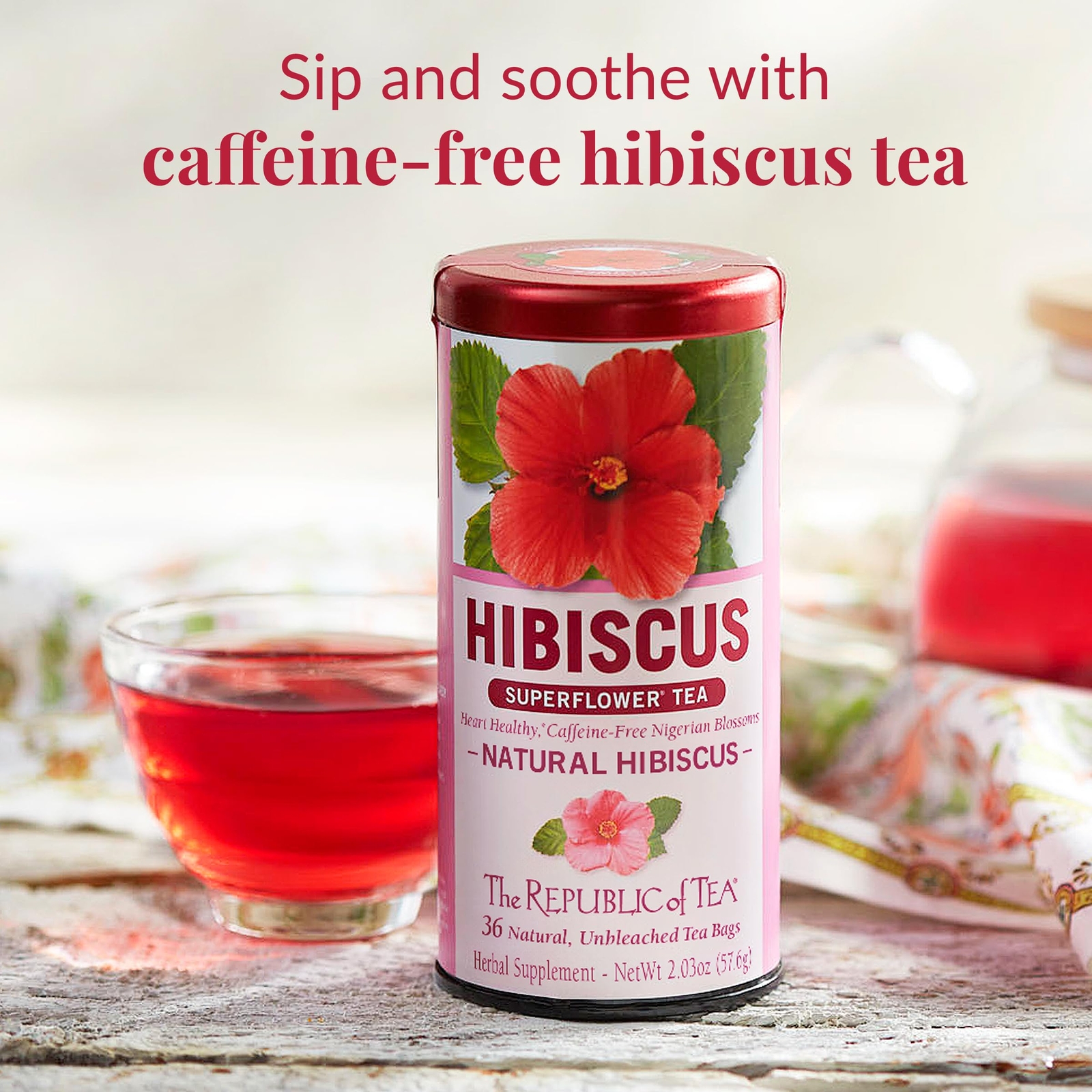 Hibiscus Tea Herbal Blend 36 Count Refreshing Tropical Infusion Gluten Free