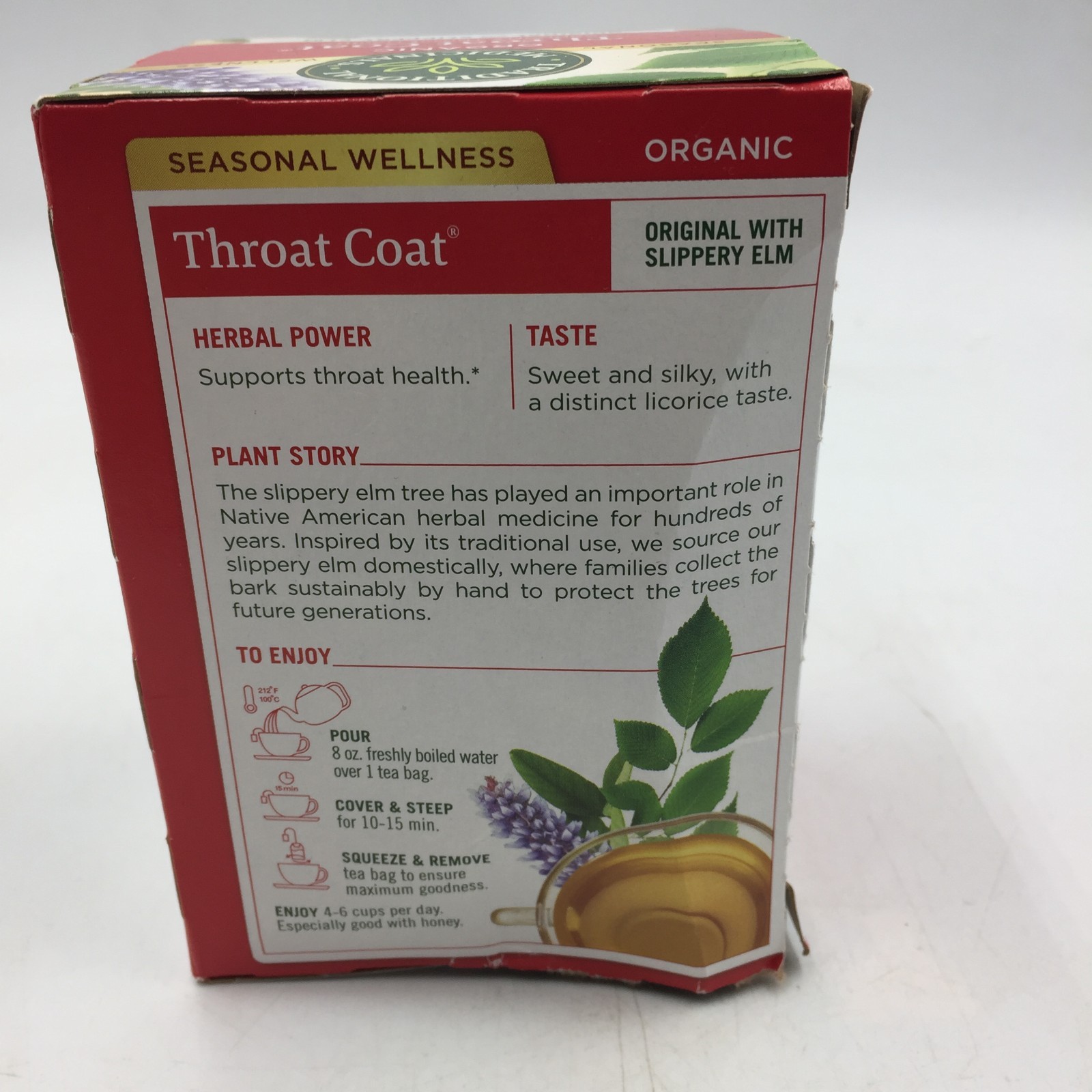 Organic Throat Coat Tea with Slippery Elm – Soothing Herbal Blend Expires 10/28
