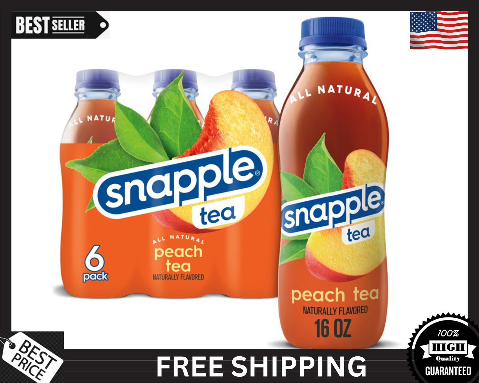 (6pk) Snapple Peach Tea 🍑 16oz Limited Edition Bottles ONE DAY FAST SHIP!!!!!!!
