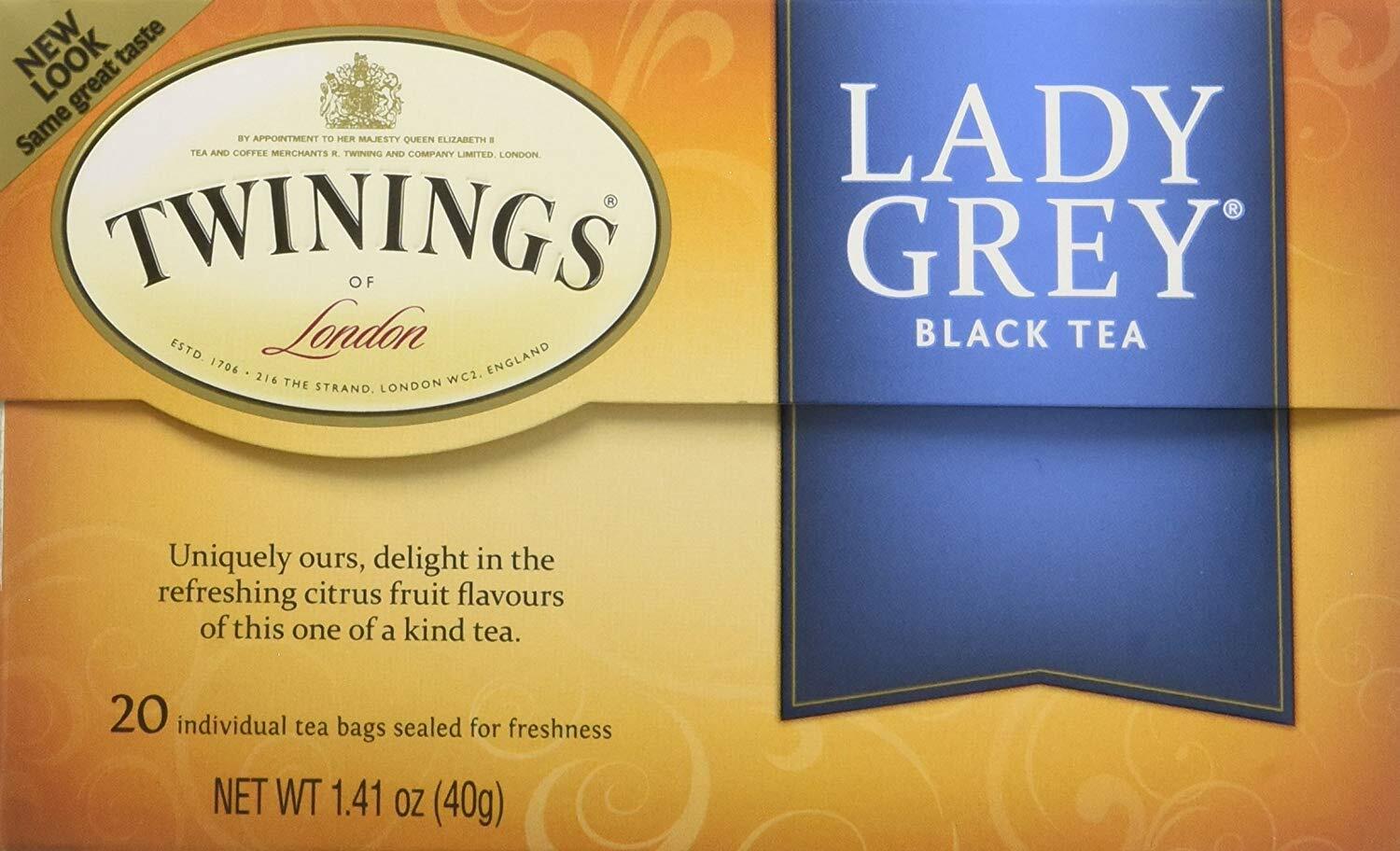 Twinings of London Lady Grey Black Tea Bags, 20 Count