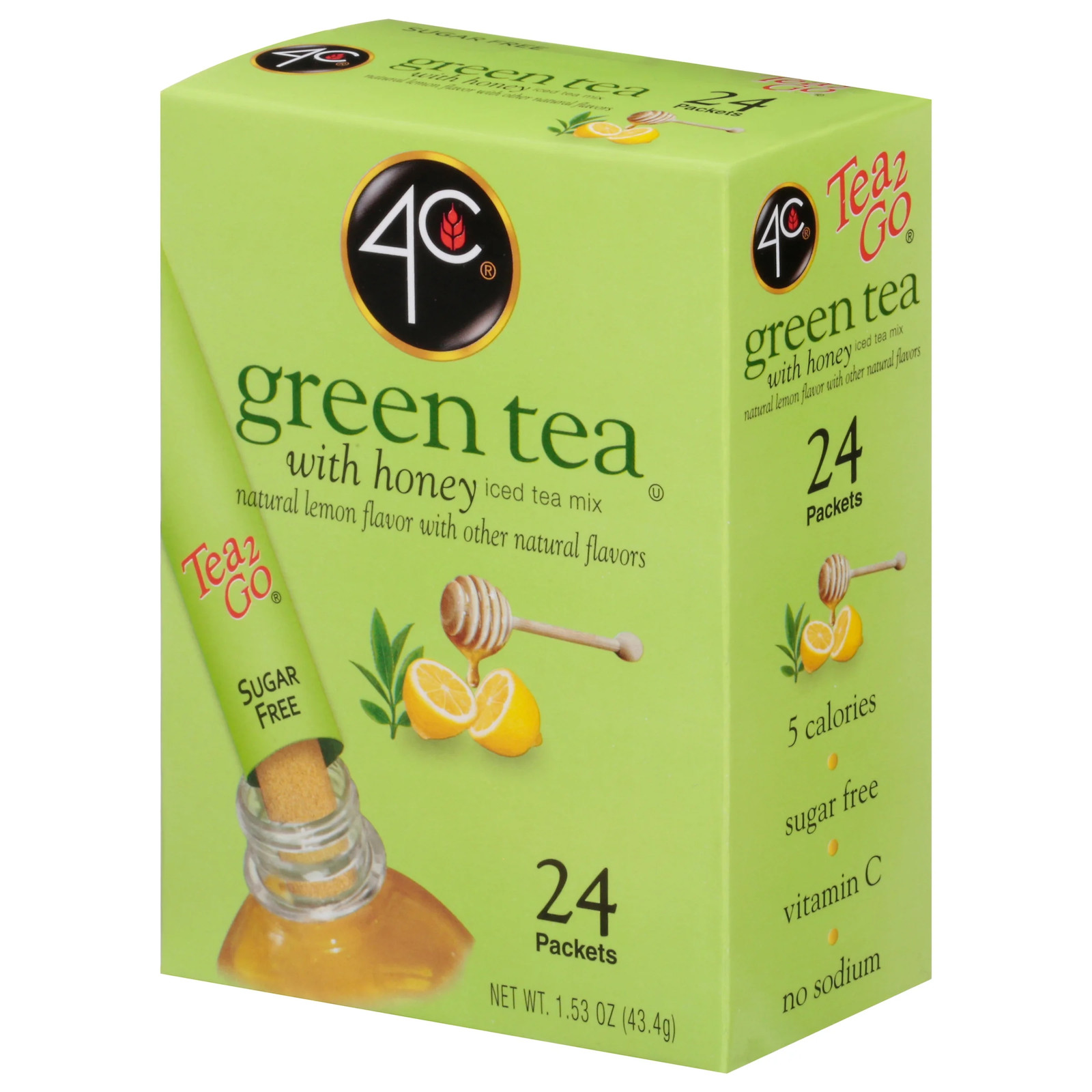 Green Tea with Honey Sticks 24 Packets 3 Pack