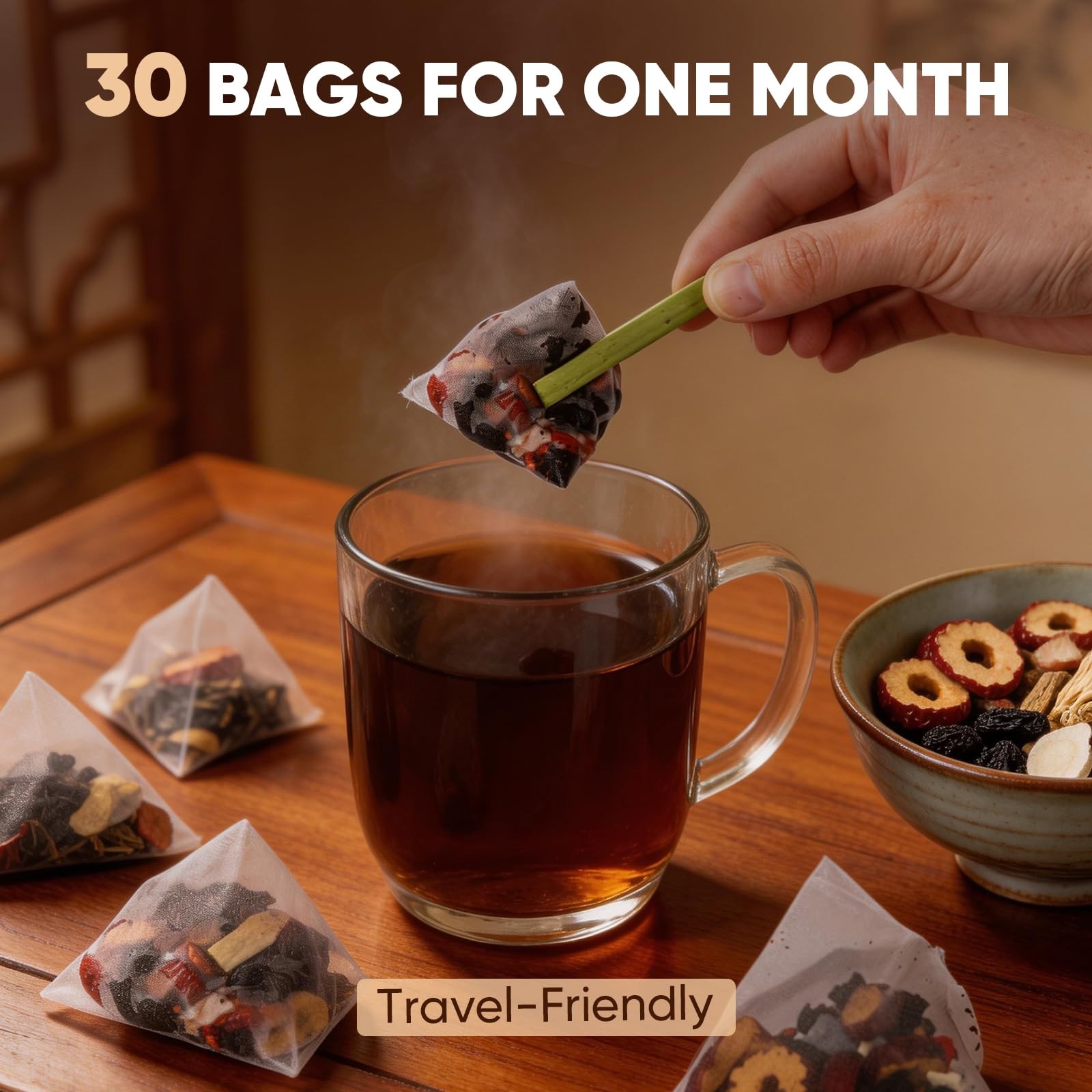 TEAWOO 30 Bags Ginseng Eight Treasures Tea, Chinese Tea with &…