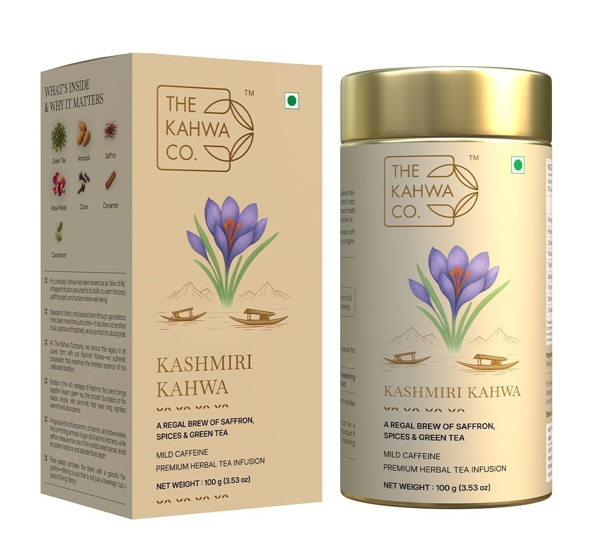 THE KAHWA CO. Kashmiri Kahwa Premium Green Tea Loose Leaf 100gm
