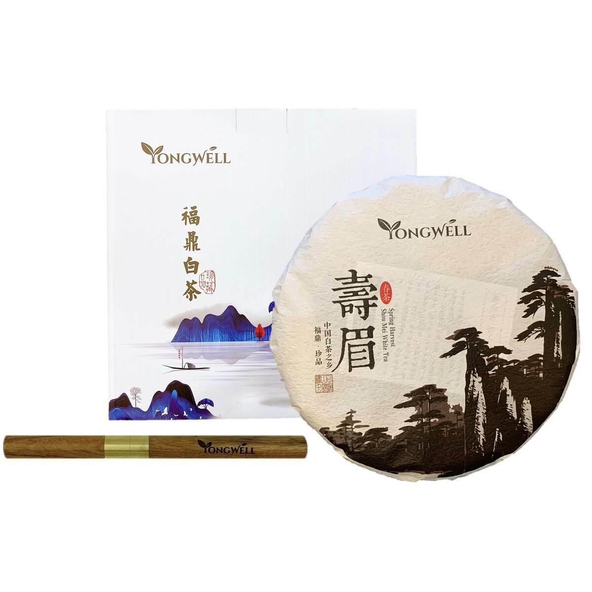 2016 Premium Shou Mei Spring Harvested White Tea Cake (12.3oz) + Free Tea Knife