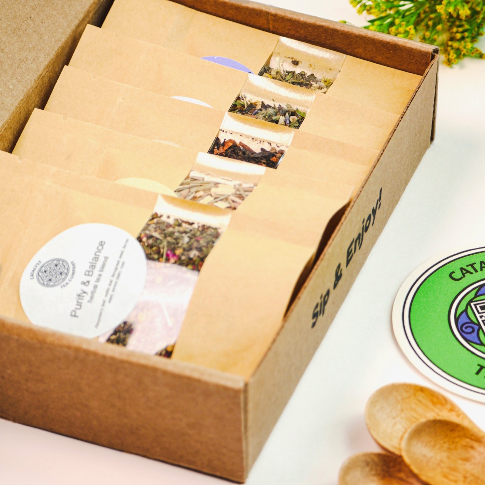 Tea Sampler Gift Set | 5 Handcrafted Herbal & Green Tea Blends | Tea Lover Gift