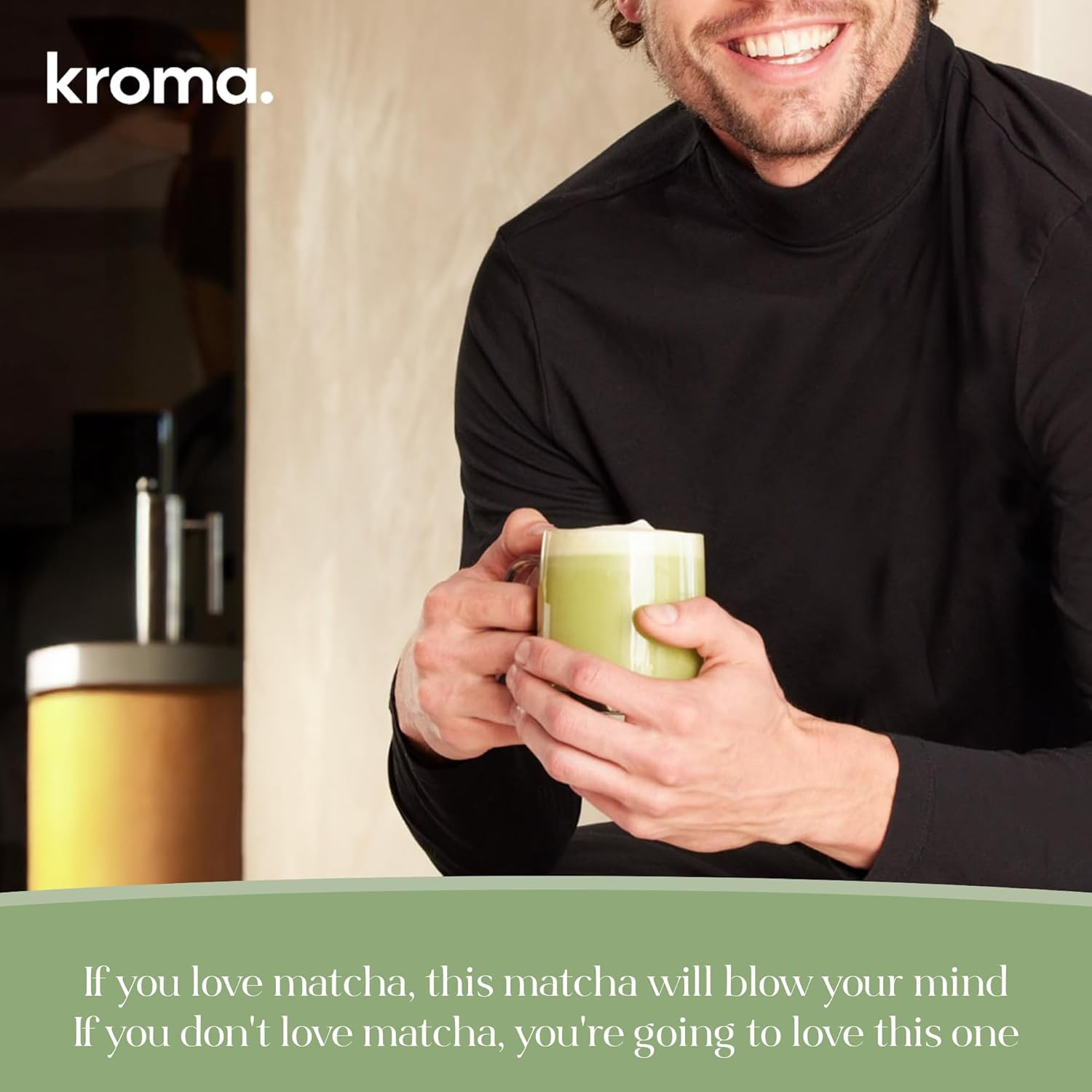Kroma Beauty Matcha Latte Powder with Collagen & Adaptogens – 60 Servings