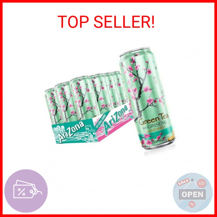 AriZona Green Tea with Ginseng and Honey – Big Can, 22 Fl Oz (Pack of 12)