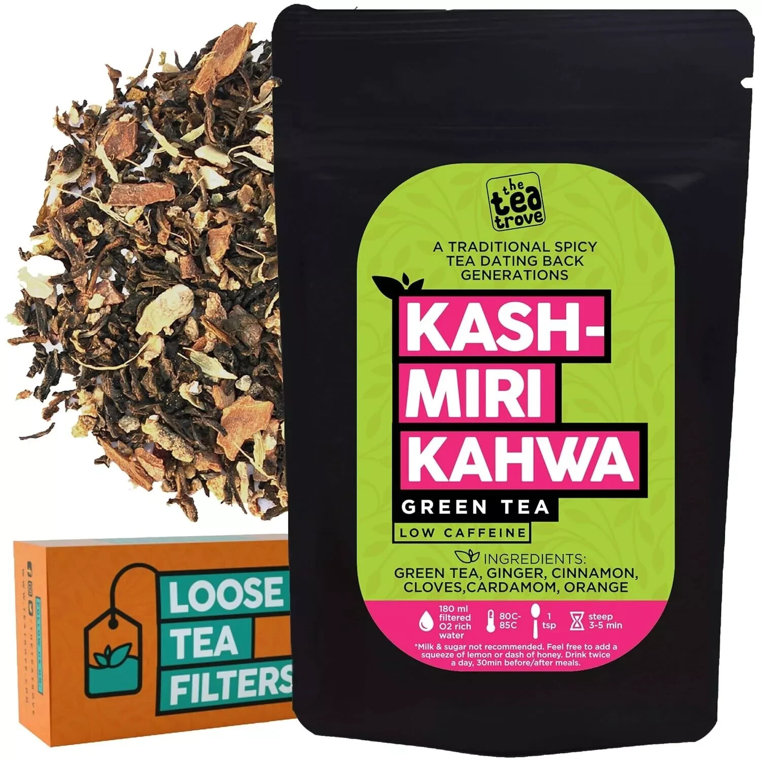 The Tea Trove – Organic Kashmiri Kahwa Green Tea 50gm Free Shipping World Wide