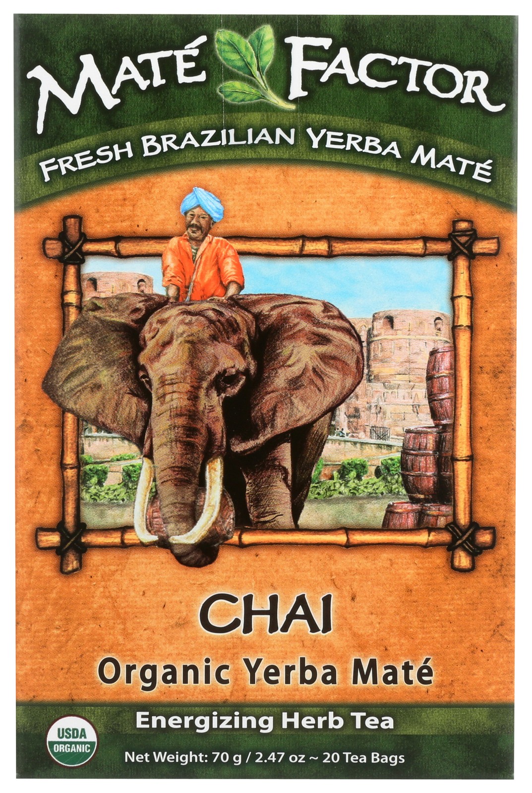Mate Factor Organic Yerba Tea Bags Chai 20 Herb 3 Pack