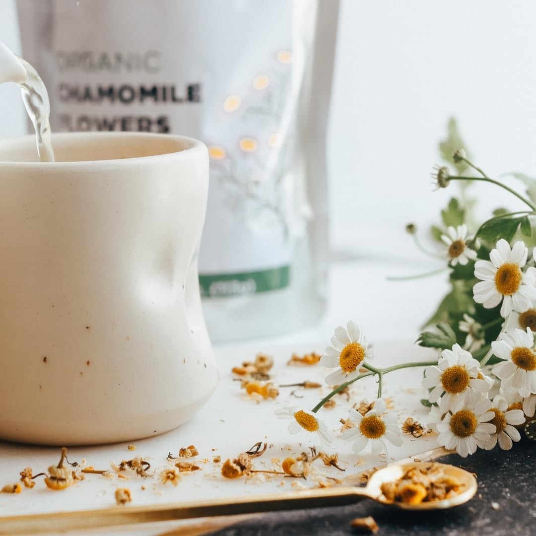 Organic Chamomile Flowers 4 oz. (113g), USDA Certified Organic Camomile Manza…