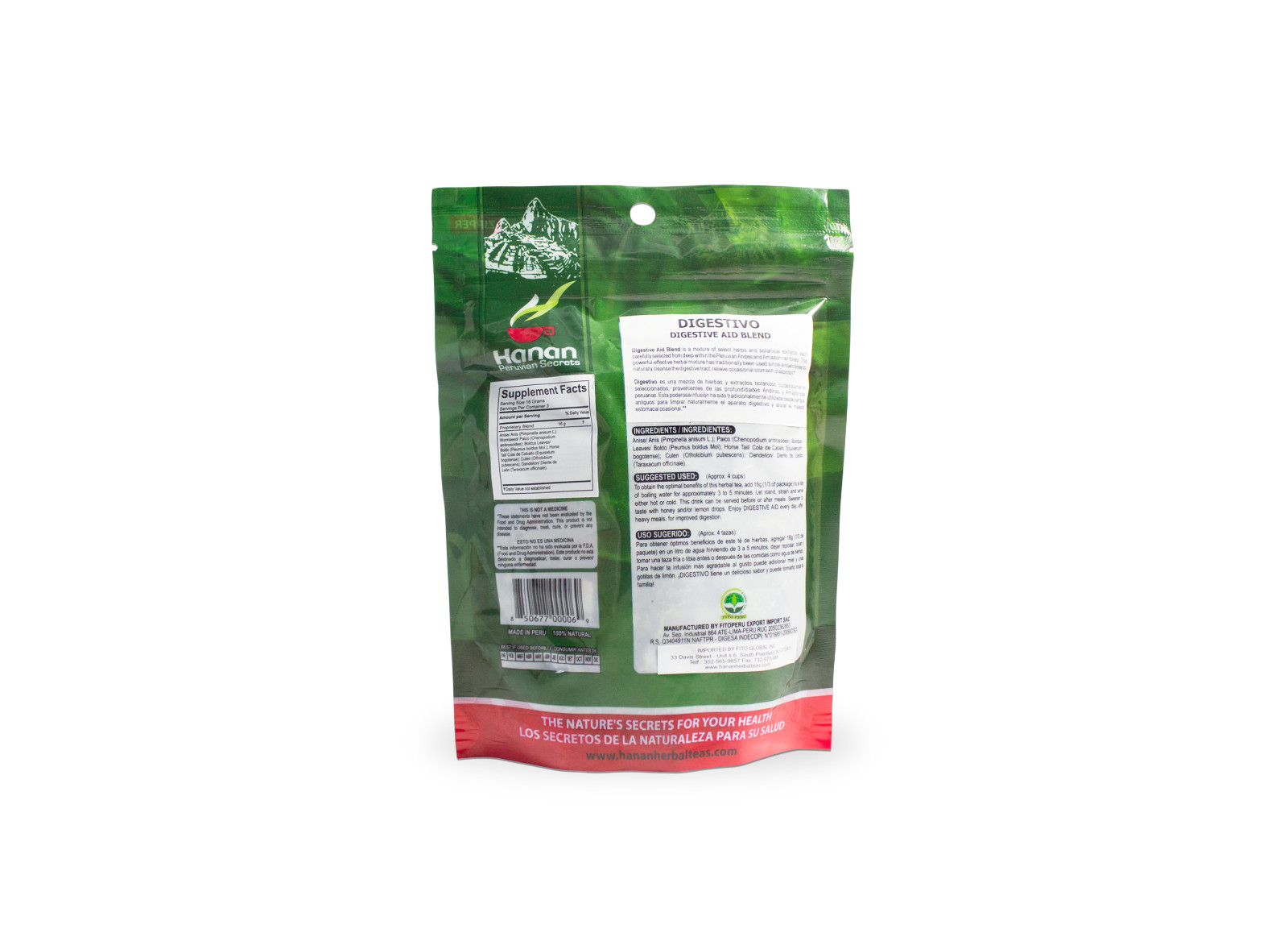 Hanan Peruvian Secrets Digestivo Herbal Tea | 100% Natural Digestive Aid Blend