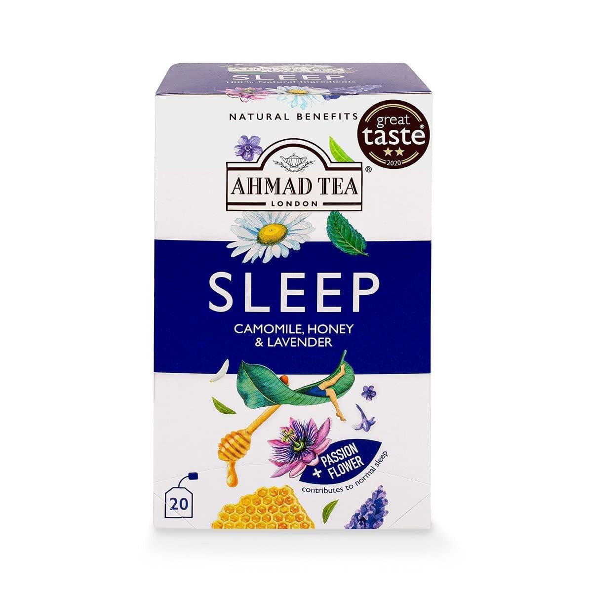 Sleep Tea: Chamomile, Honey & Lavender, 20 Count, Natural Benefits
