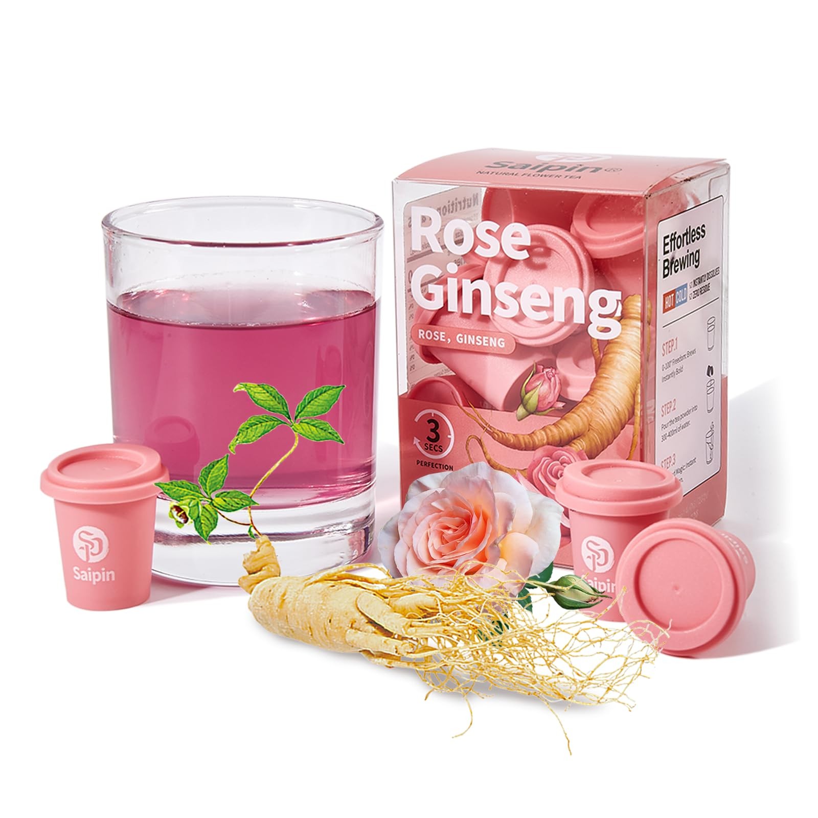 SAIPIN Ginseng Rose Tea – Instant Herbal Kidney Tea for Energy & Beauty | 10 …