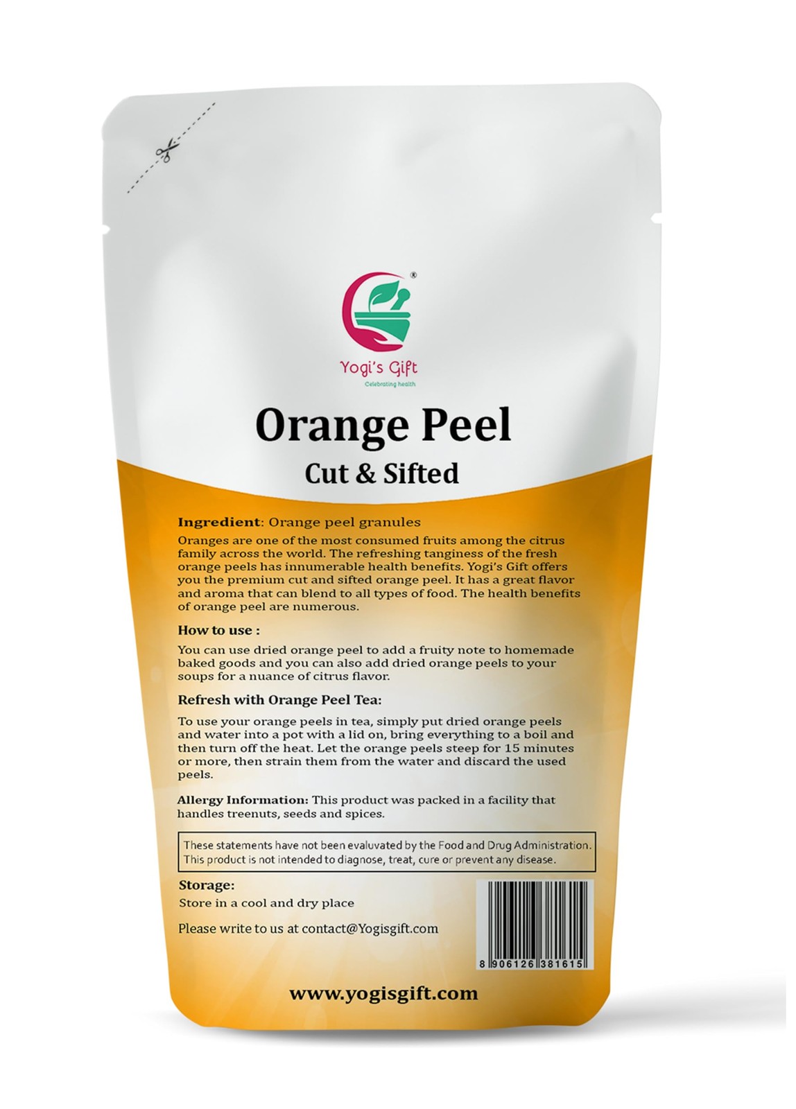 Dried Orange Peel 4 oz | Rich Citrus Aroma and Flavour | Small Granules | Per…