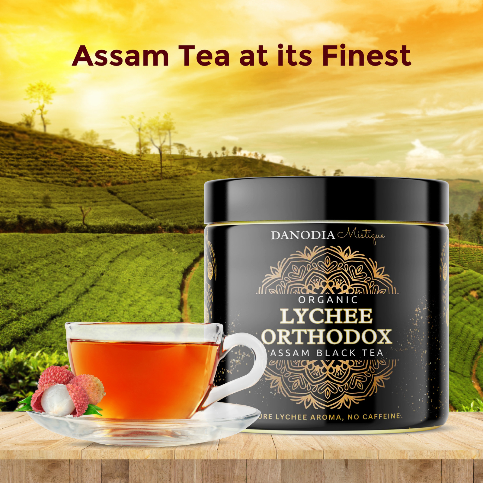 Danodia Foods LYCHEE ORTHODOX ASSAM BLACK TEA (3.5oz/100g) 50+ servings
